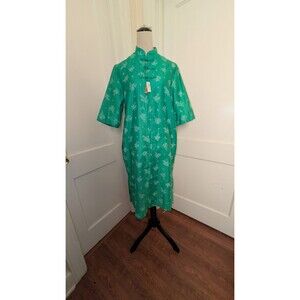 NWT*VTG 1960s 'Lounge Craft' Green Cheongsam w/ Mandarin Collar-Pockets-Sz L